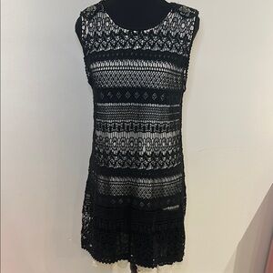 Black Mini Sheath Dress Sleeveless for Night Out with Crew Neck